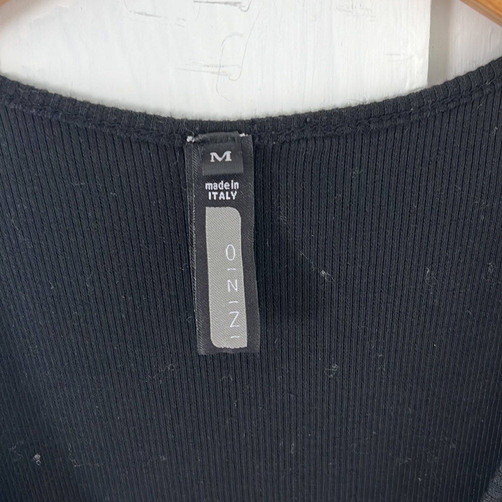 Women's Black Italian Linen Midi Tank Dress - Picture 2 of 10